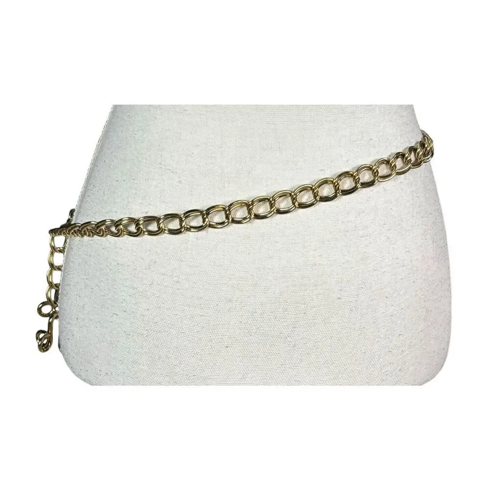Chain Link Waist Belly Belt Size Small Gold Tone Unbranded Statement Adjustable